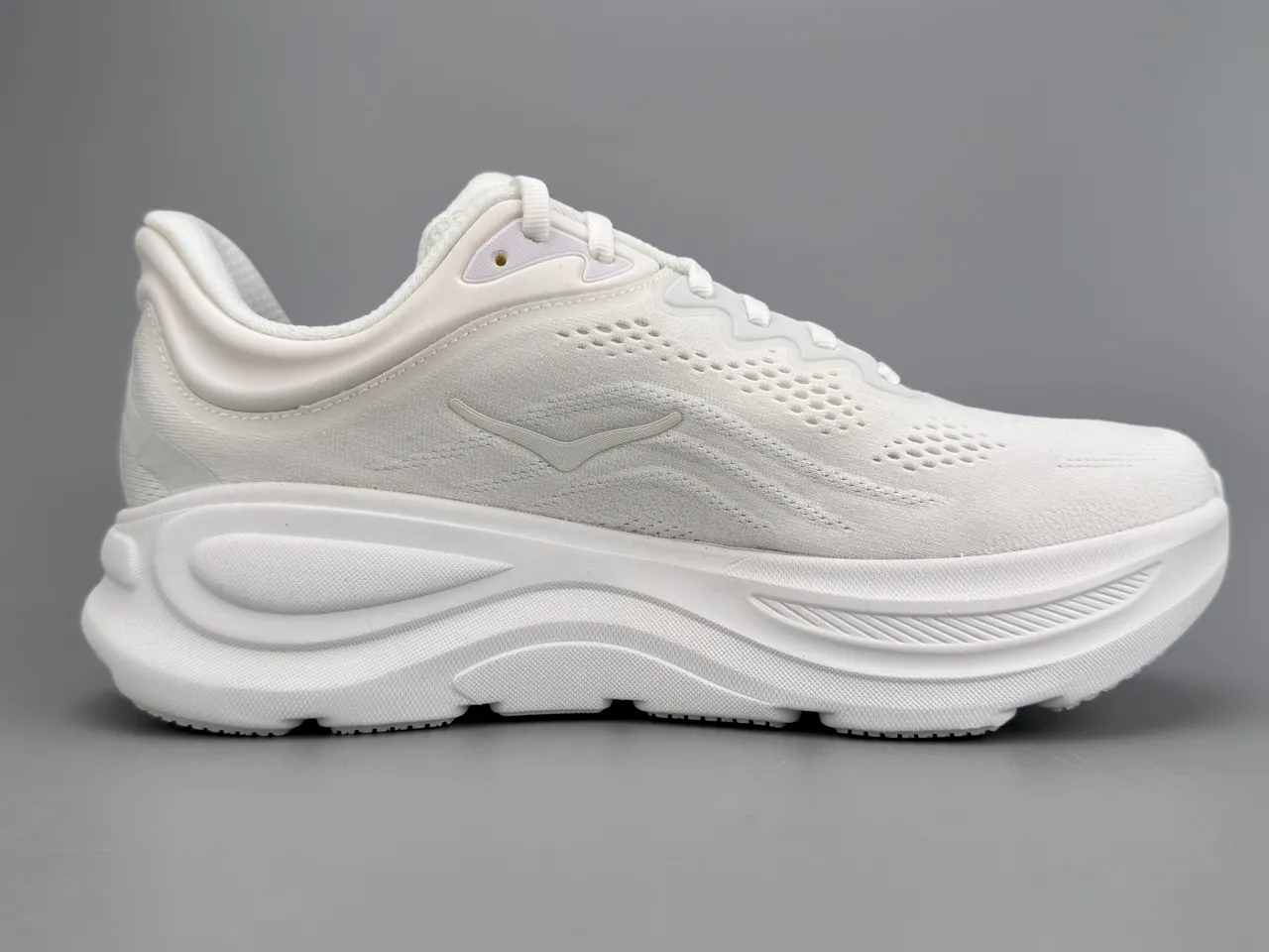 Hoka White Black Monochromatic Engineered Mesh Upper Running Shoes 10