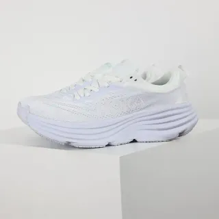 Hoka White Green Engineered Mesh Upper Multi-Layered Ridged Midsole Running Shoes