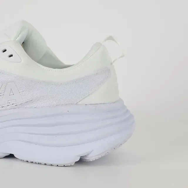 Hoka White Green Engineered Mesh Upper Multi-Layered Ridged Midsole Running Shoes 4