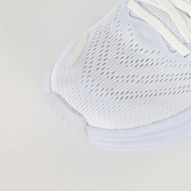 Hoka White Green Engineered Mesh Upper Multi-Layered Ridged Midsole Running Shoes 5