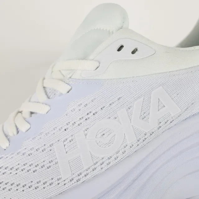 Hoka White Green Engineered Mesh Upper Multi-Layered Ridged Midsole Running Shoes 6