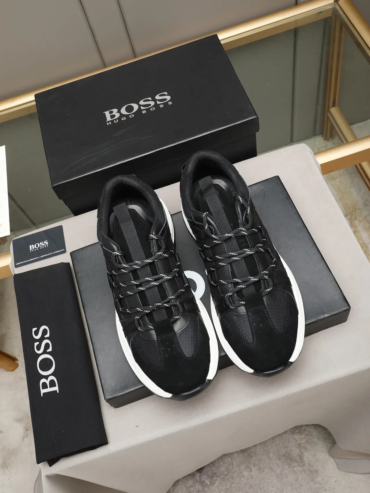 HUGO Black and White Lifestyle Sneaker 3