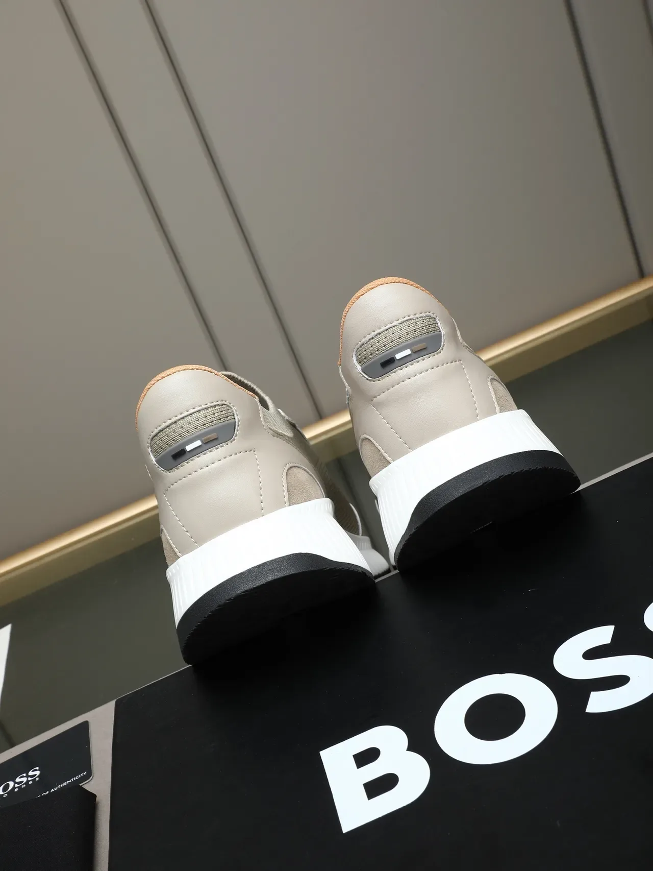 Hugo Boss Beige Knit and Mesh Lifestyle Sneaker 4