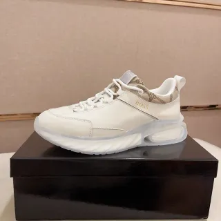 Hugo Boss Beige White Sculpted Transparent Midsole Paneled Upper Lifestyle Sneakers