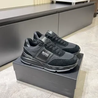 Hugo Boss Black Mixed-Material Upper Sculpted Monochrome Sole Lifestyle Sneakers