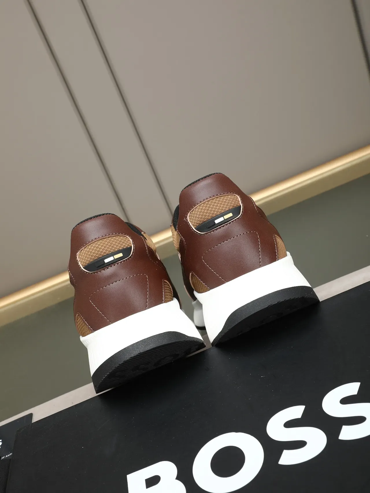 Hugo Boss Brown and Tan Perforated Leather Lifestyle Sneaker 4
