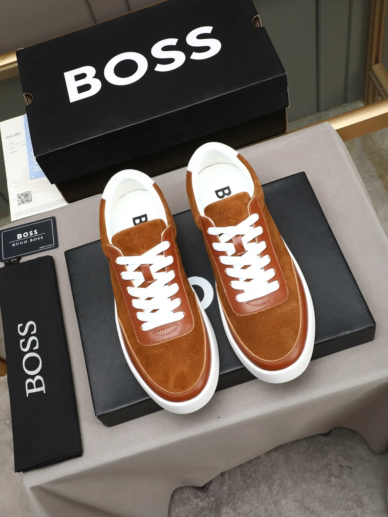 Hugo Boss Brown Suede and Leather Platform Lifestyle Sneakers 3