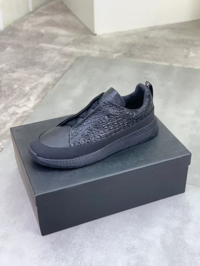 Hugo Boss Logo Embossé Sans Lacets Tout Noir Lifestyle Sneakers 4