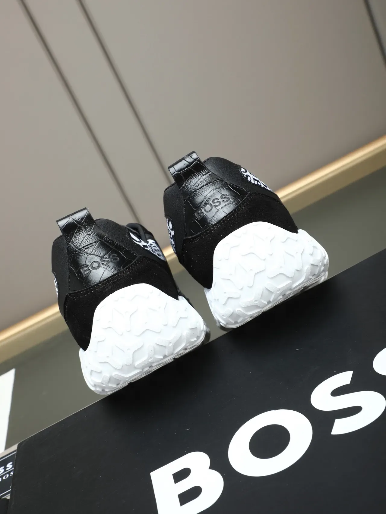 Hugo Boss Lifestyle Sneaker Black and White Monogram Mixed-Material Sneakers 3