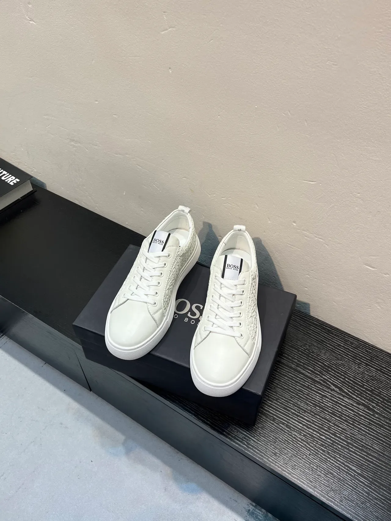 Hugo Boss Monogram Embossed White Lifestyle Sneakers 2