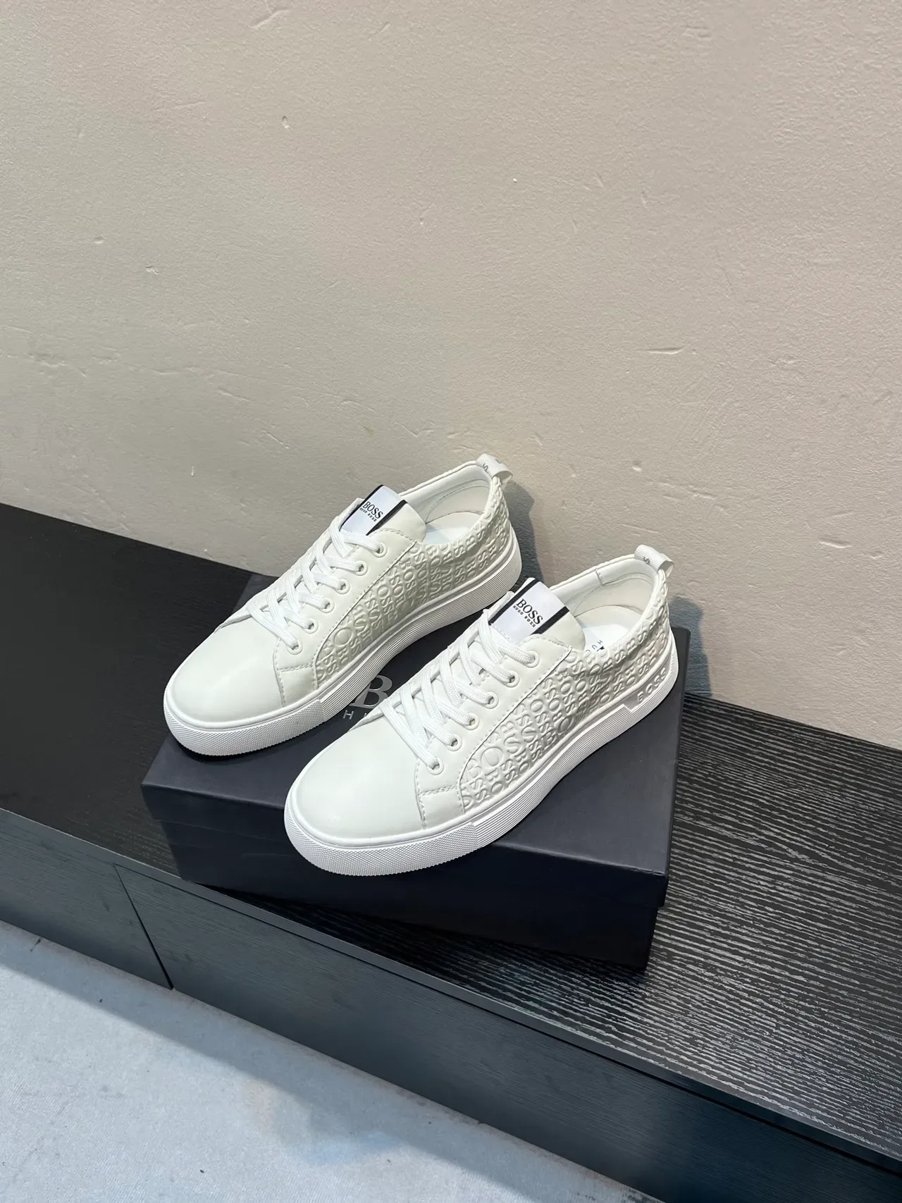 Hugo Boss Monogram Embossed White Lifestyle Sneakers 3