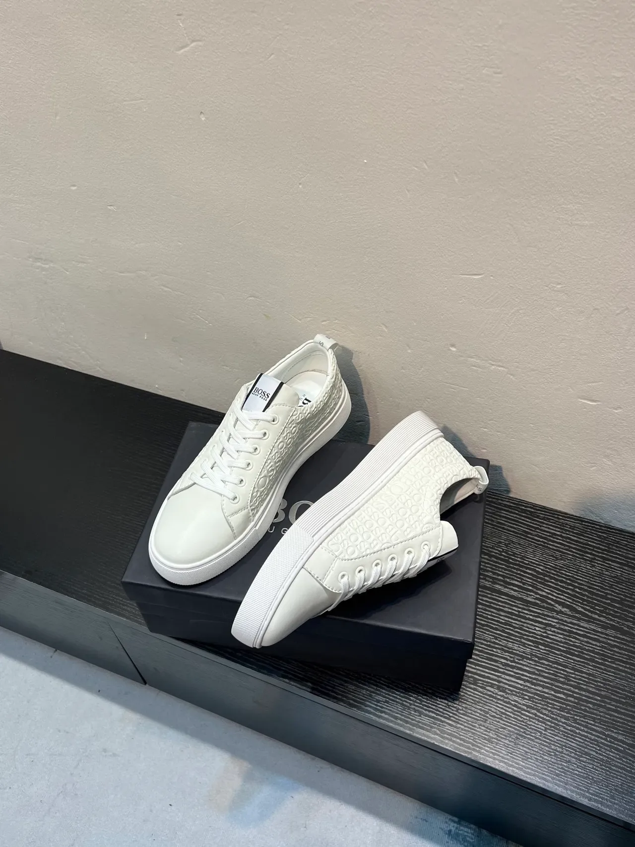 Hugo Boss Monogram Embossed White Lifestyle Sneakers 4