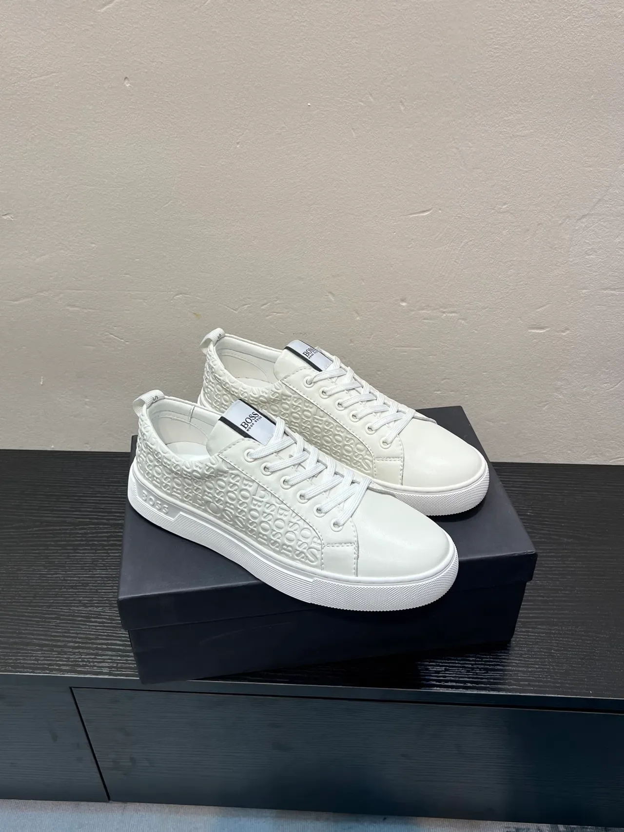 Hugo Boss Monogram Embossed White Lifestyle Sneakers 5