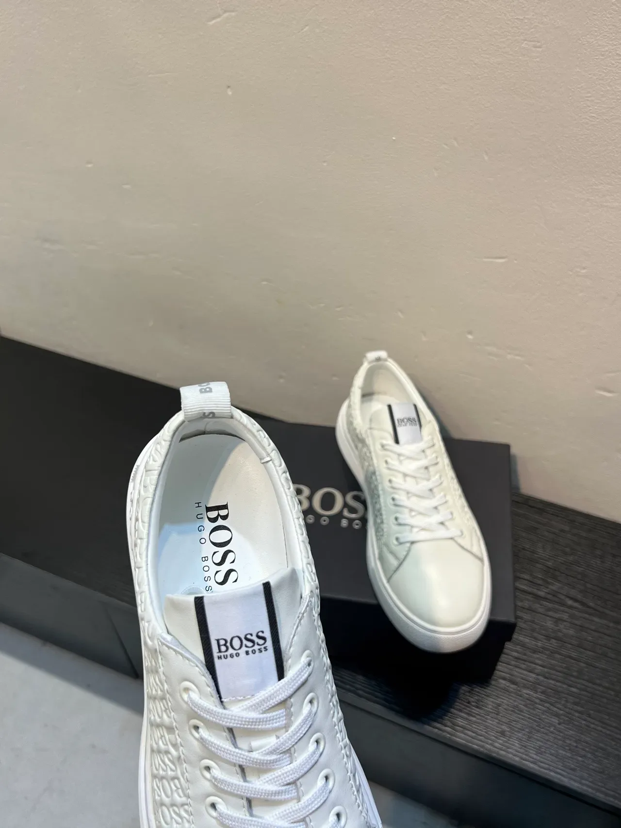 Hugo Boss Monogram Embossed White Lifestyle Sneakers 7