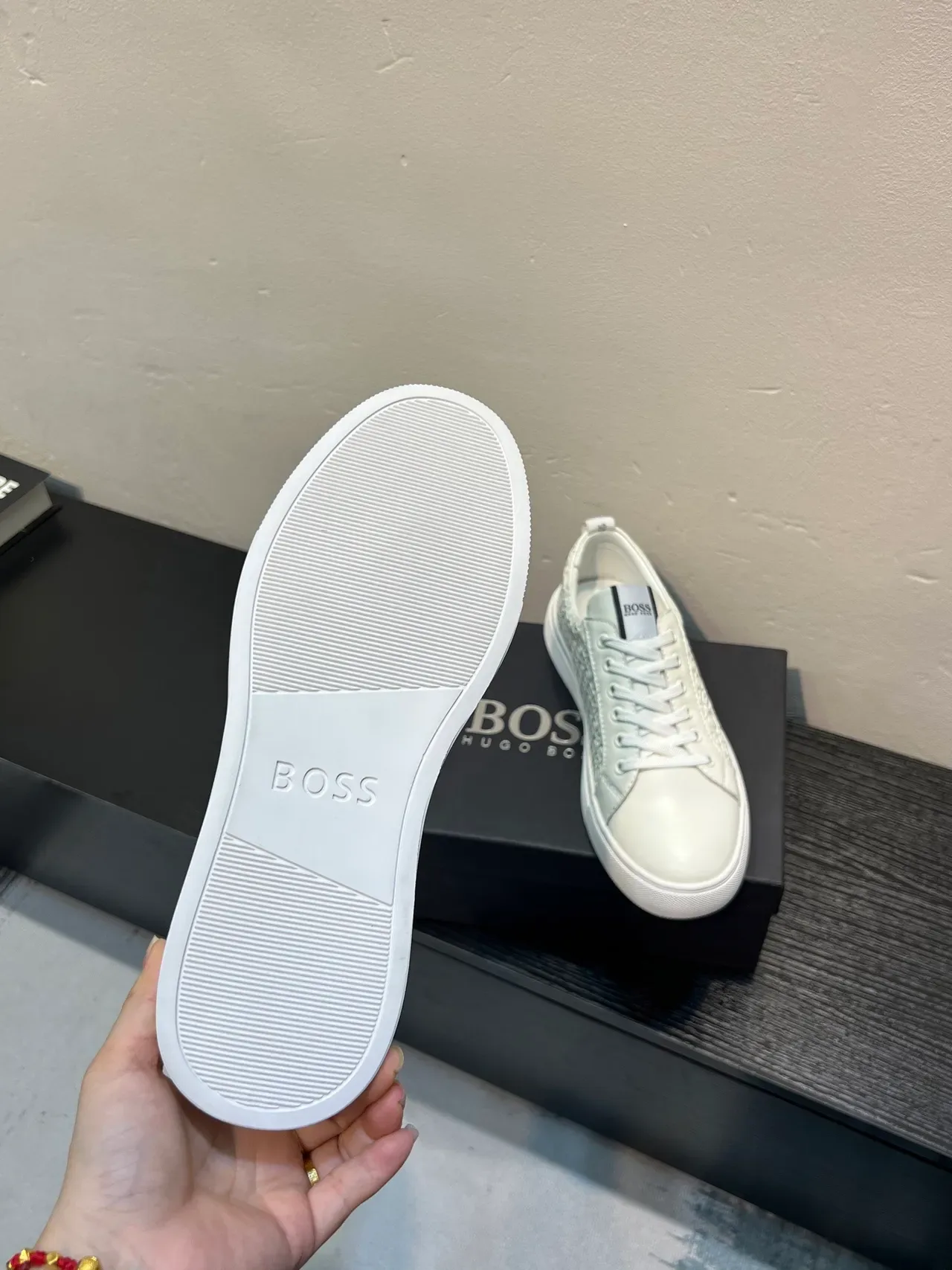 Hugo Boss Monogram Embossed White Lifestyle Sneakers 9