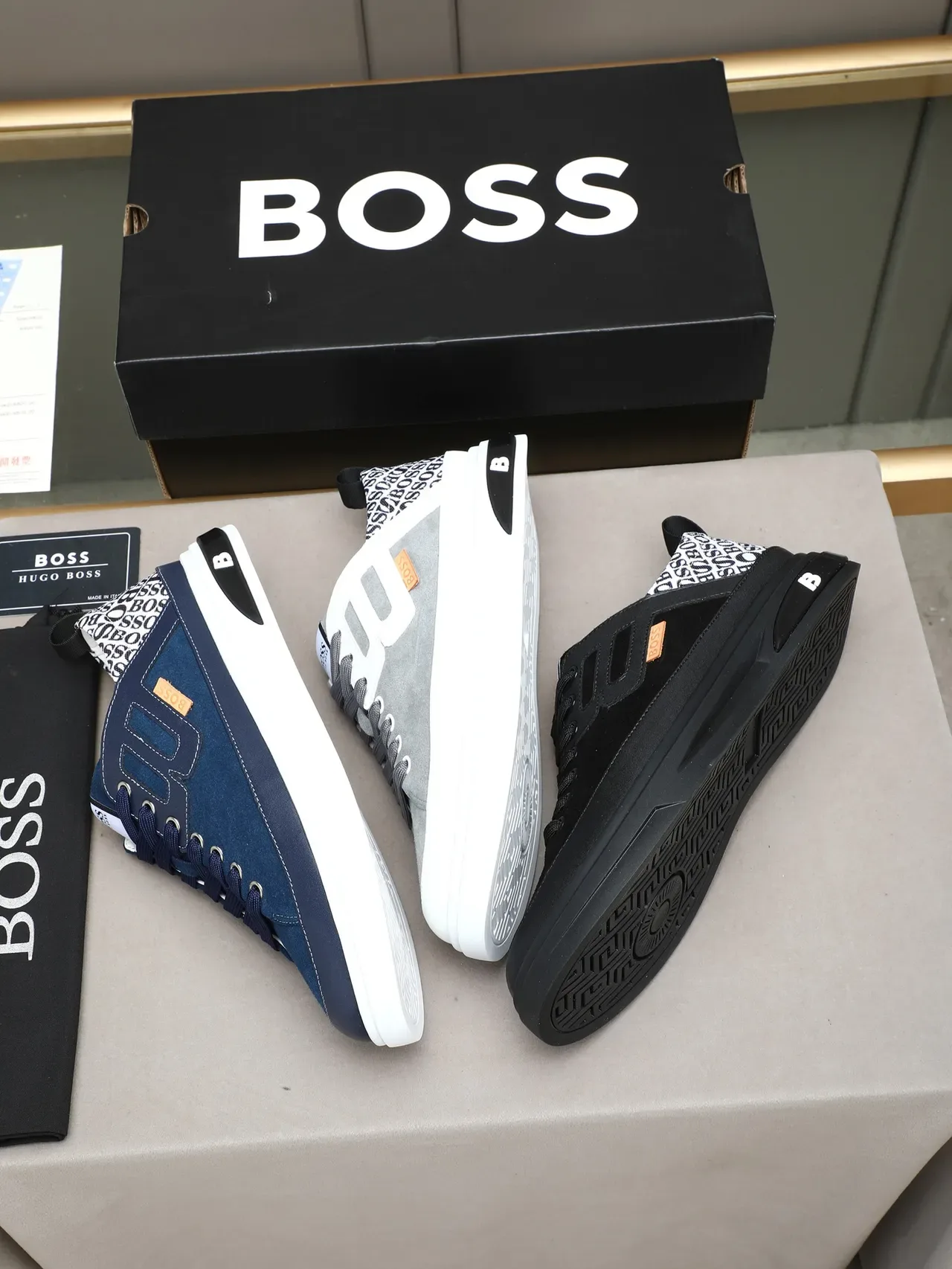 Hugo Boss Navy Suede and Leather Lifestyle Sneaker 2