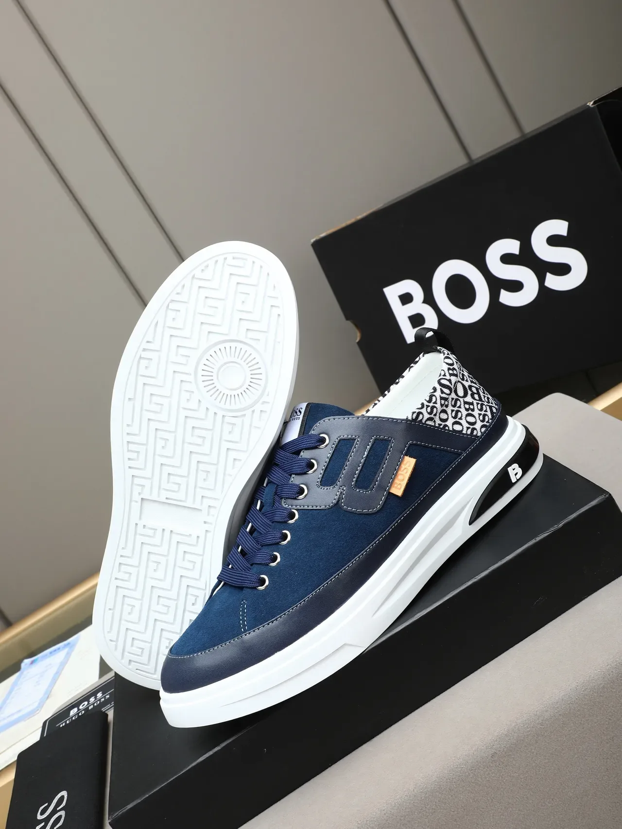 Hugo Boss Navy Suede and Leather Lifestyle Sneaker 4