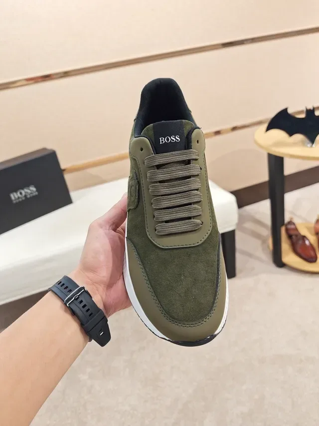 Hugo Boss Olive Green Suede and Leather Low-Top Lifestyle Sneakers 5