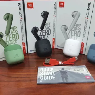 JBL TUNE 220 TWS Green Black Stem-Style Earpieces Matte-Finish Silicone Cases TWS Earbuds