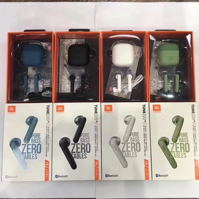 JBL TUNE 220 TWS Vert Noir Style tige Pièces d'oreille Finition mate Étuis en silicone TWS Casque sans fil 7