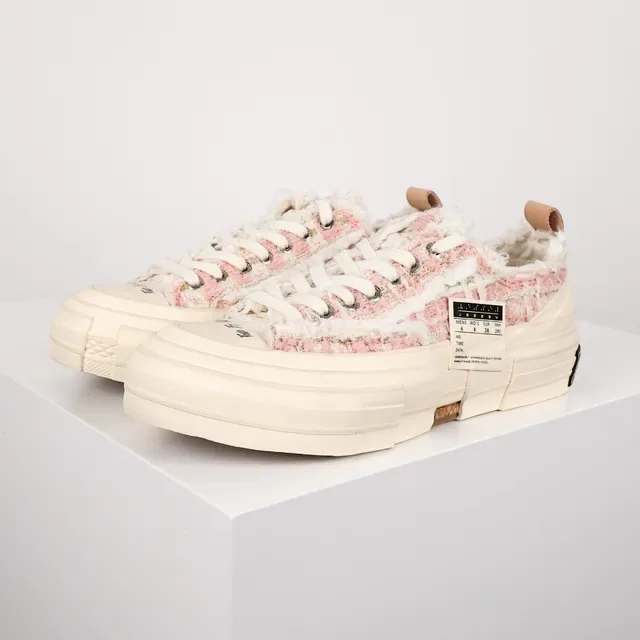 JW Anderson Pink Beige Tweed Upper Layered Segmented Sole Lifestyle Sneakers 2