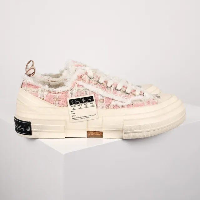 JW Anderson Pink Beige Tweed Upper Layered Segmented Sole Lifestyle Sneakers 3