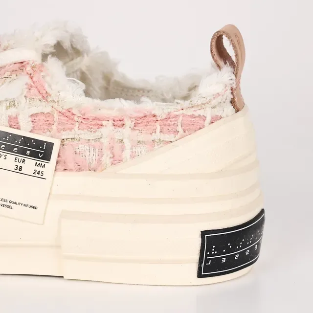 JW Anderson Pink Beige Tweed Upper Layered Segmented Sole Lifestyle Sneakers 4