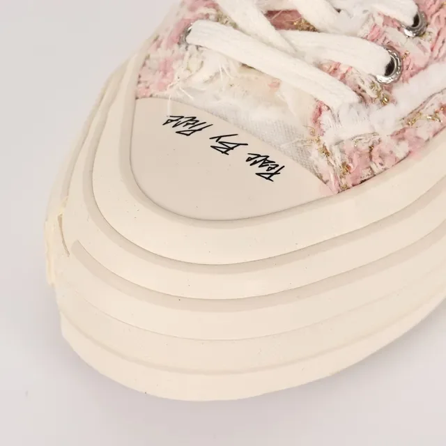 JW Anderson Pink Beige Tweed Upper Layered Segmented Sole Lifestyle Sneakers 5