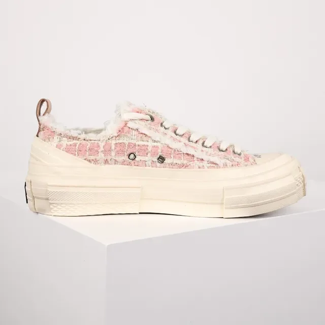 JW Anderson Pink Beige Tweed Upper Layered Segmented Sole Lifestyle Sneakers 7