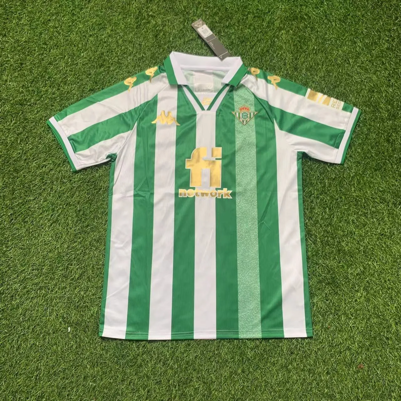 Kappa Real Betis Green and White Striped Football Jersey 3