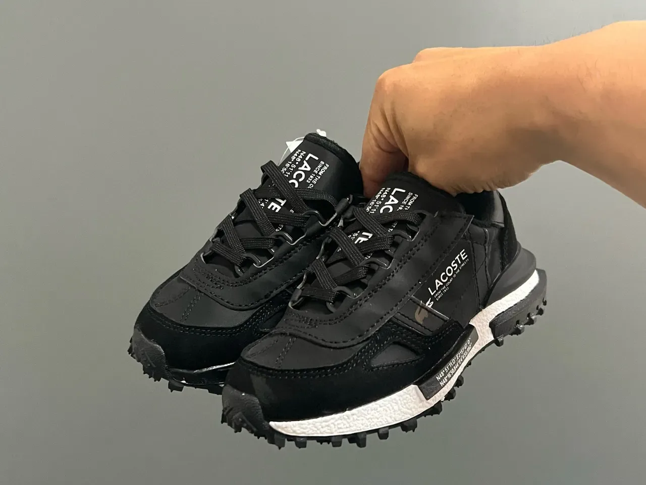 Lacoste Black White Layered Upper Textured Midsole Lifestyle Sneakers 24