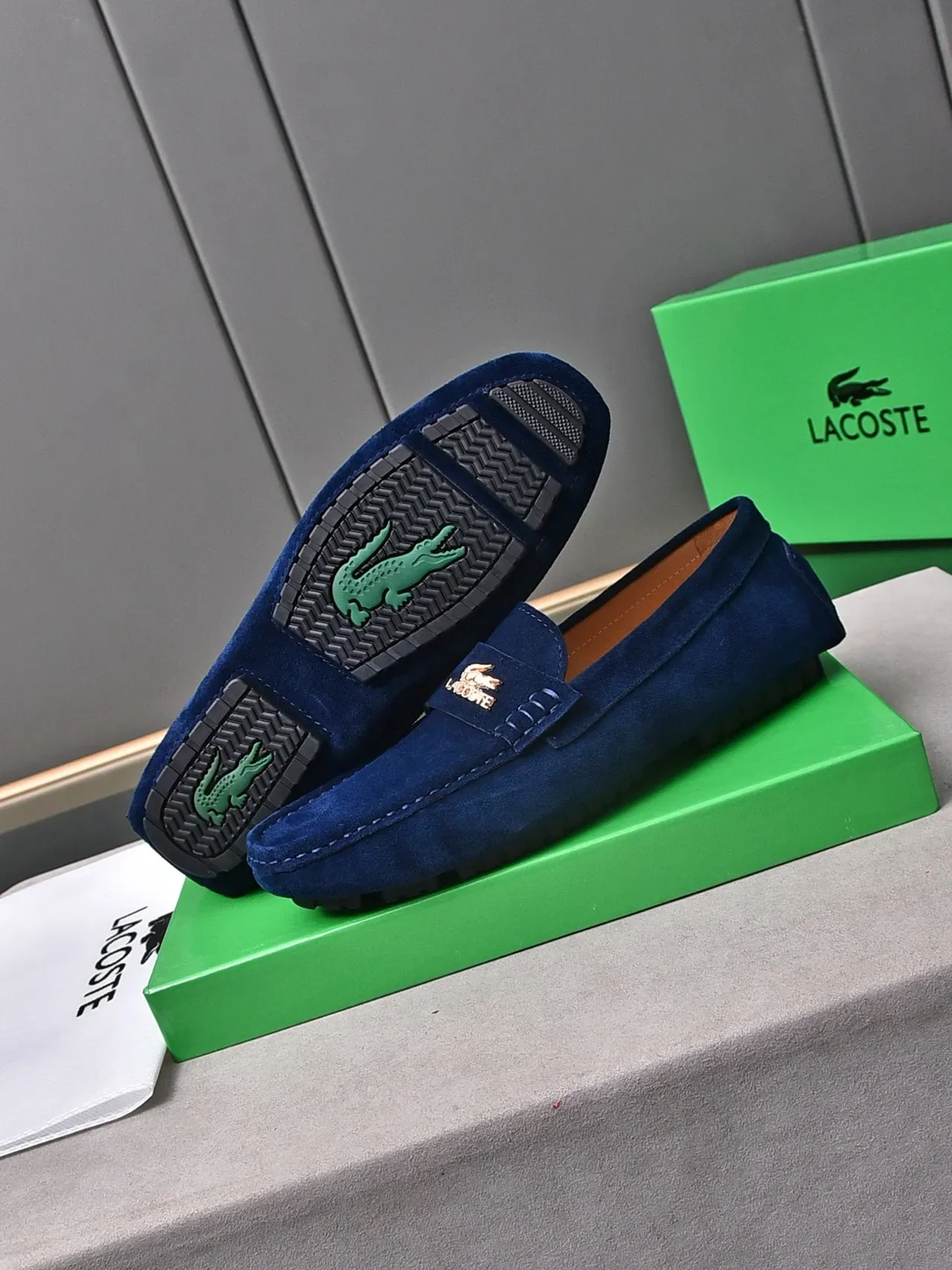 Lacoste Loafer Navy Brown Suede Upper Penny Strap Loafer 4