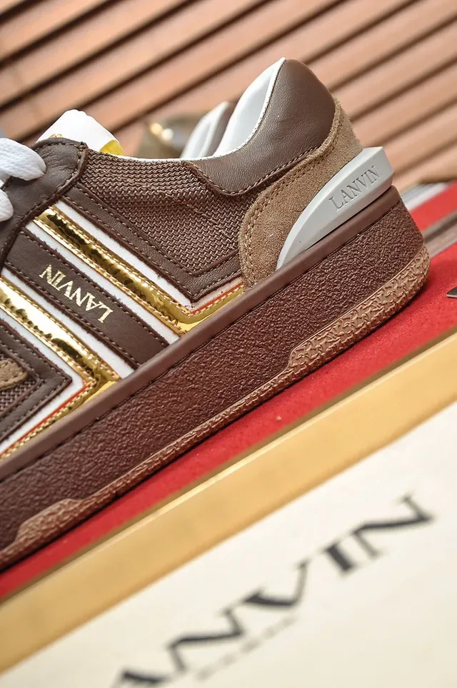 Lanvin Brown and Gold Stripe Lifestyle Sneakers 2