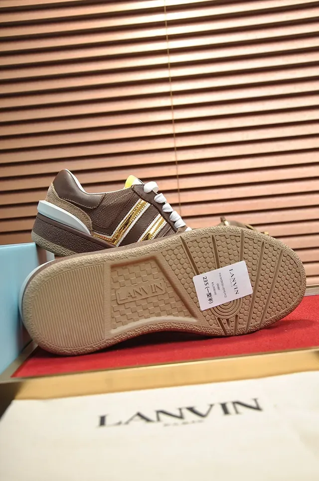 Lanvin Brown and Gold Stripe Lifestyle Sneakers 4