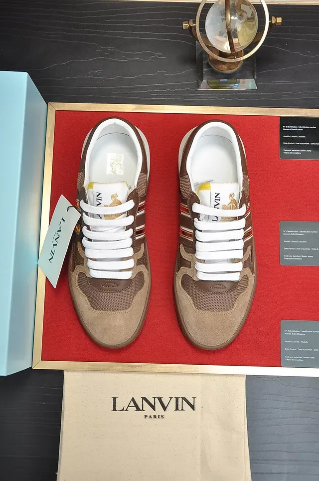 Lanvin Brown and Gold Stripe Lifestyle Sneakers 8
