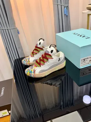 Lanvin Collaborative High-Top Sneakers White Multicolor Color-Blocked Lifestyle Sneakers 4