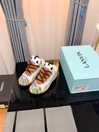 Lanvin Collaborative High-Top Sneakers White Multicolor Color-Blocked Lifestyle Sneakers 9