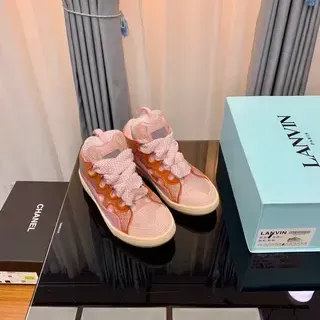 Lanvin Pink Orange High-Top Textured Mesh And Synthetic Overlay Lifestyle Sneakers