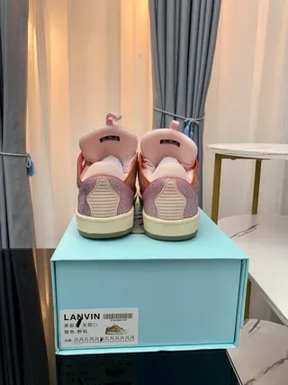 Lanvin Pink Orange High-Top Textured Mesh And Synthetic Overlay Lifestyle Sneakers 5