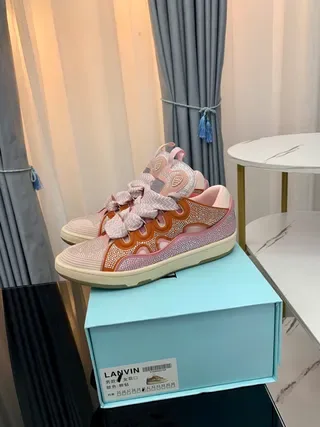 Lanvin Pink Orange High-Top Textured Mesh And Synthetic Overlay Lifestyle Sneakers 7