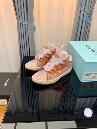 Lanvin Pink Orange High-Top Textured Mesh And Synthetic Overlay Lifestyle Sneakers 9