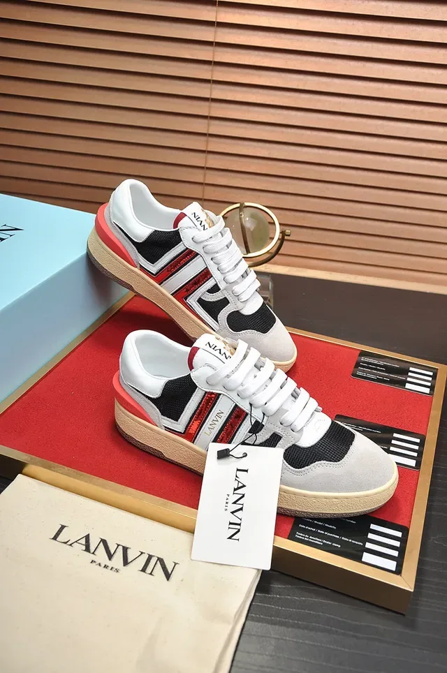 Lanvin White Gray Low-Top Cupsole Sneakers 4