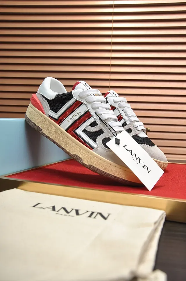 Lanvin White Gray Low-Top Cupsole Sneakers 8