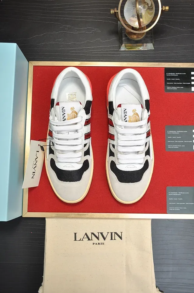 Lanvin White Gray Low-Top Cupsole Sneakers 9