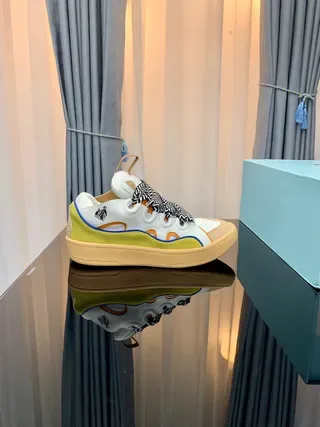 Lanvin White Multicolor Laceless Zigzag Strap Lifestyle Sneakers 4