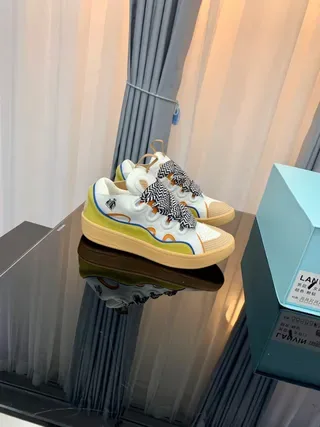 Lanvin White Multicolor Laceless Zigzag Strap Lifestyle Sneakers 5