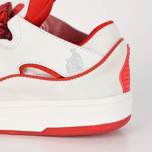 Le Coq Sportif White Red Wave-Cut Overlays Braided Laces Lifestyle Sneakers 4