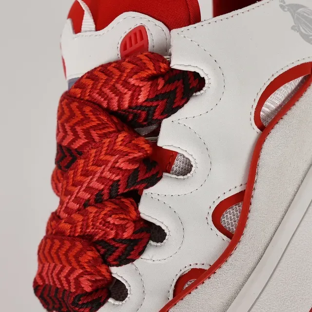 Le Coq Sportif White Red Wave-Cut Overlays Braided Laces Lifestyle Sneakers 6