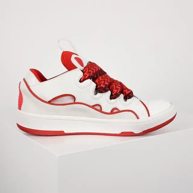Le Coq Sportif White Red Wave-Cut Overlays Braided Laces Lifestyle Sneakers 7
