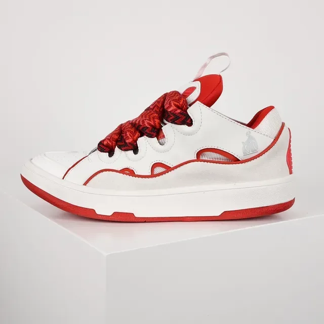 Le Coq Sportif White Red Wave-Cut Overlays Braided Laces Lifestyle Sneakers 9